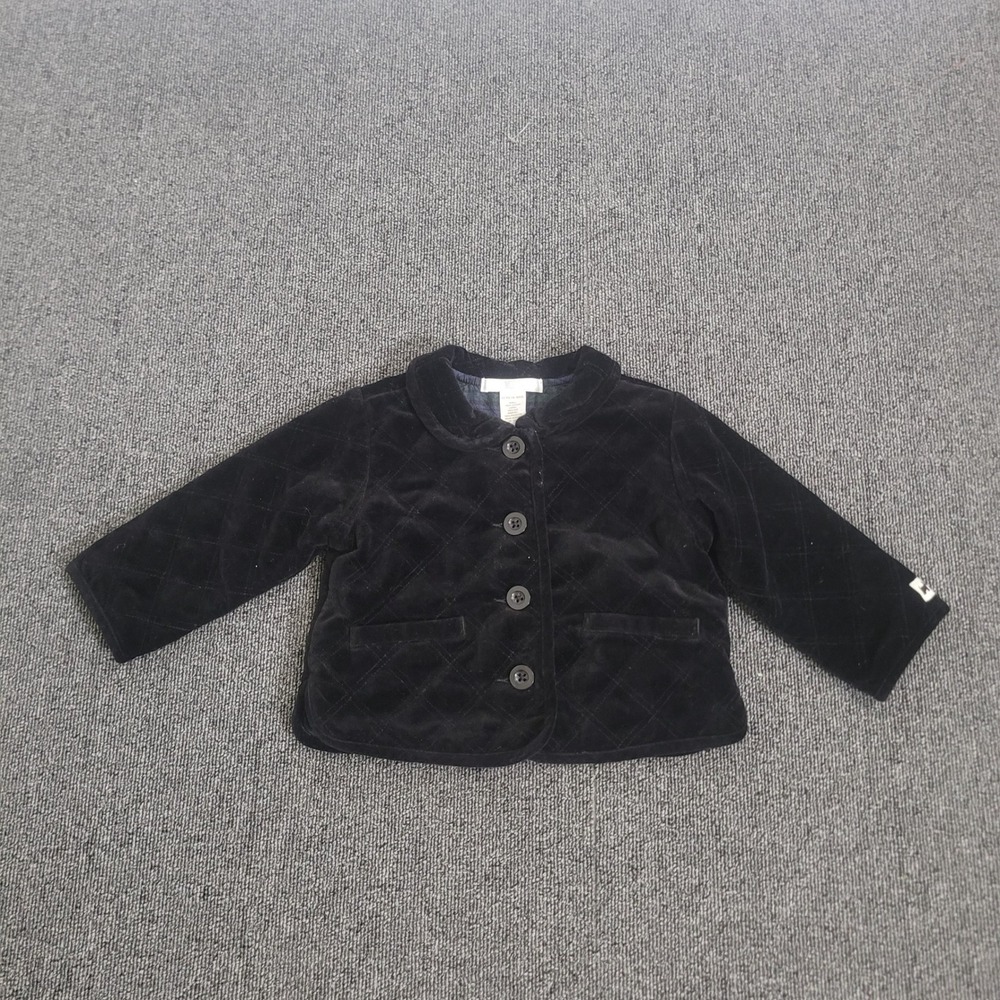 Janie and Jack 12-18M Quilted Velvet Silk Lined Jacket Toddler Black Blazer 2003